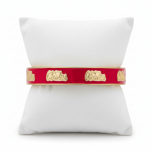 Bracelets- Canvas Game Day Ole Miss Enamel Hinge Bangle