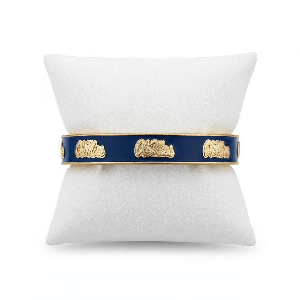 Bracelets- Canvas Game Day Ole Miss Enamel Hinge Bangle