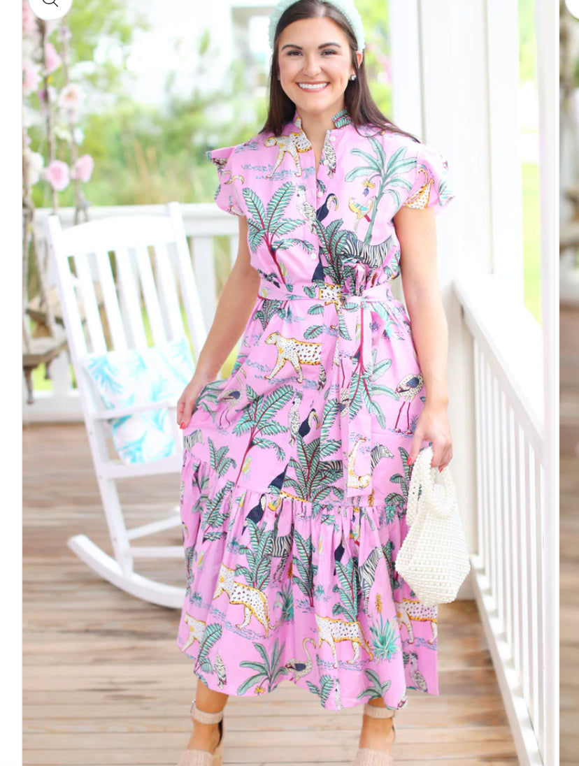 Apparel- Darlington Isle Cayman Pink Tea Dress