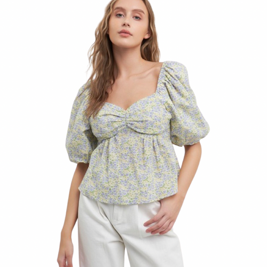 Apparel- Free The Roses Floral Back Tied Top