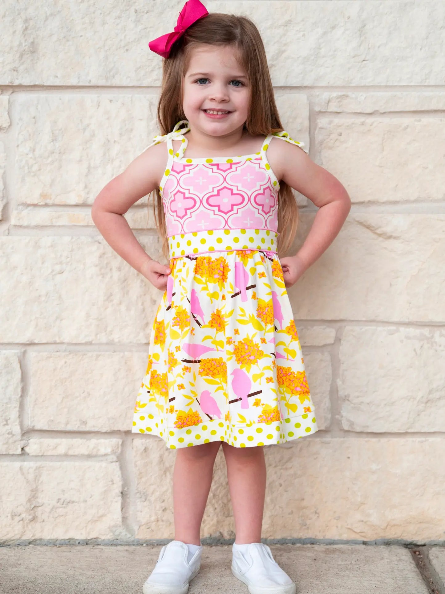 Girls- AnnLoren Floral Birds Sundress