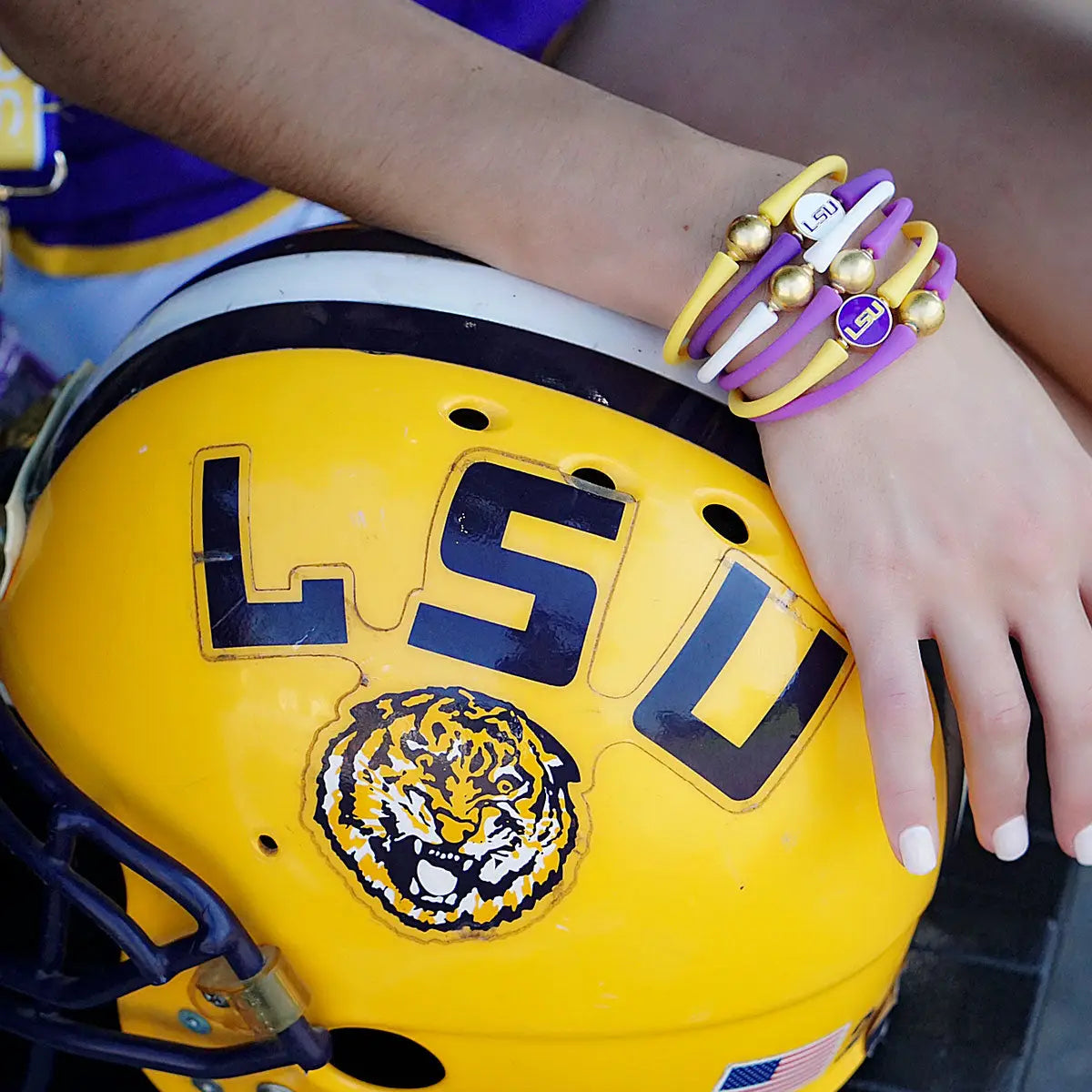 Bracelets- Canvas LSU Bali Silicone Bracelets