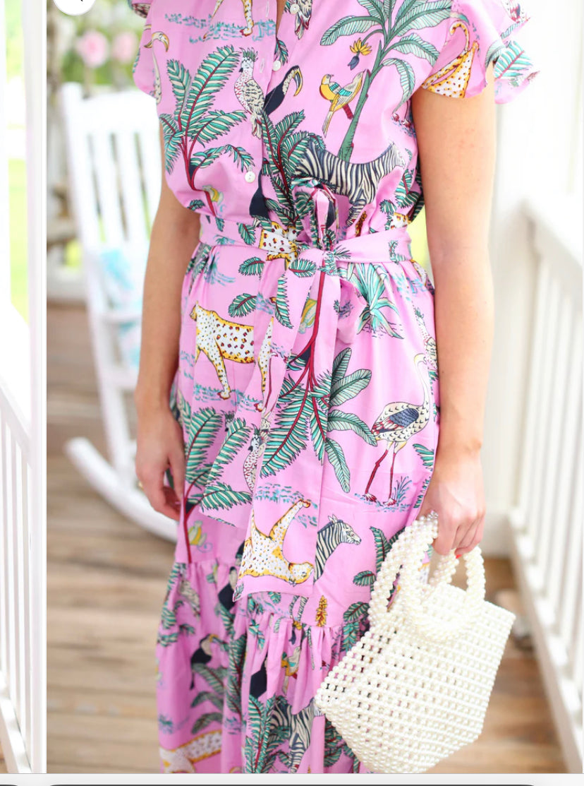 Apparel- Darlington Isle Cayman Pink Tea Dress
