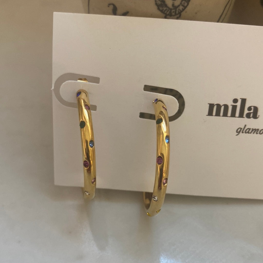 Earrings- Mila and Stevie Carson Multi Crystal Gold Hoops