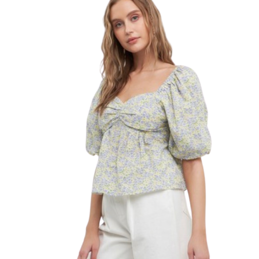 Apparel- Free The Roses Floral Back Tied Top
