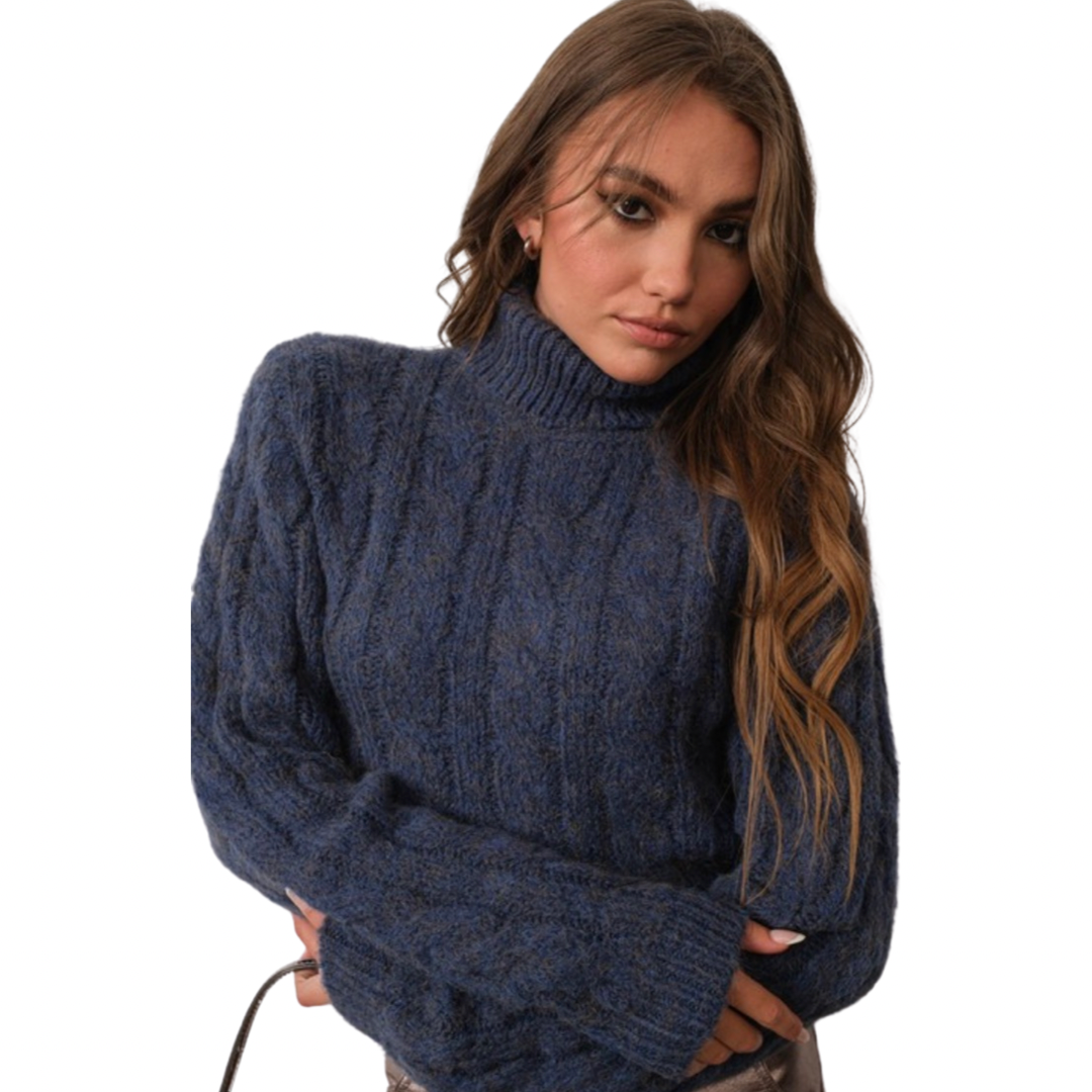 Apparel- Pretty Garbage Cable Knit Turtleneck Sweater