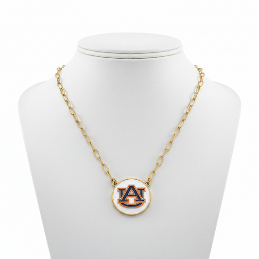 Necklaces- Canvas Auburn Tigers Enamel Pendant