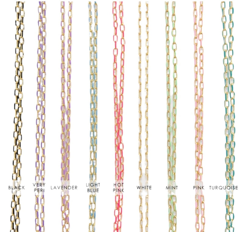 Necklaces- M&E Bling Enamel Small Paperclip Chain