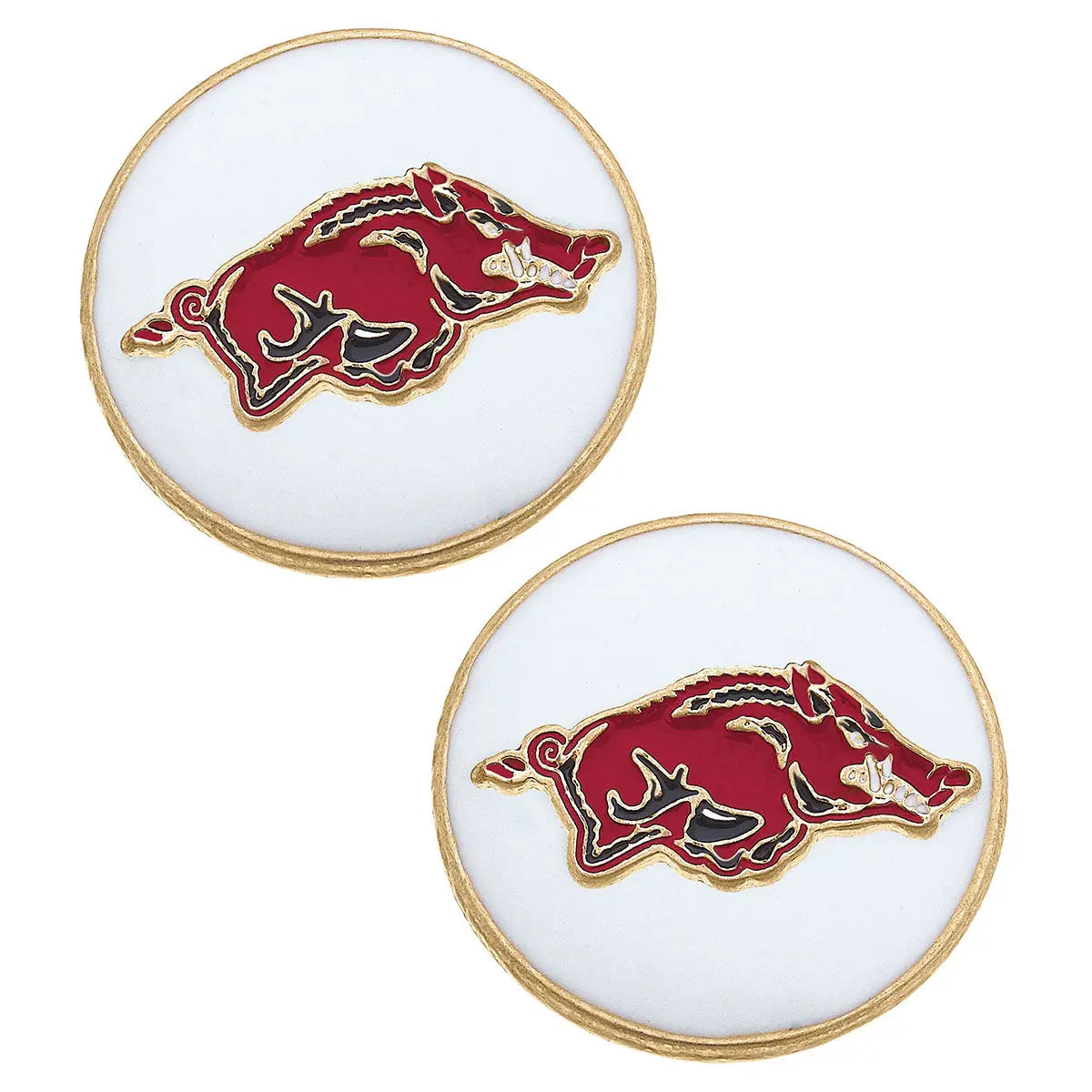 Earrings- Canvas Arkansas Razorbacks Enamel Stud Earrings