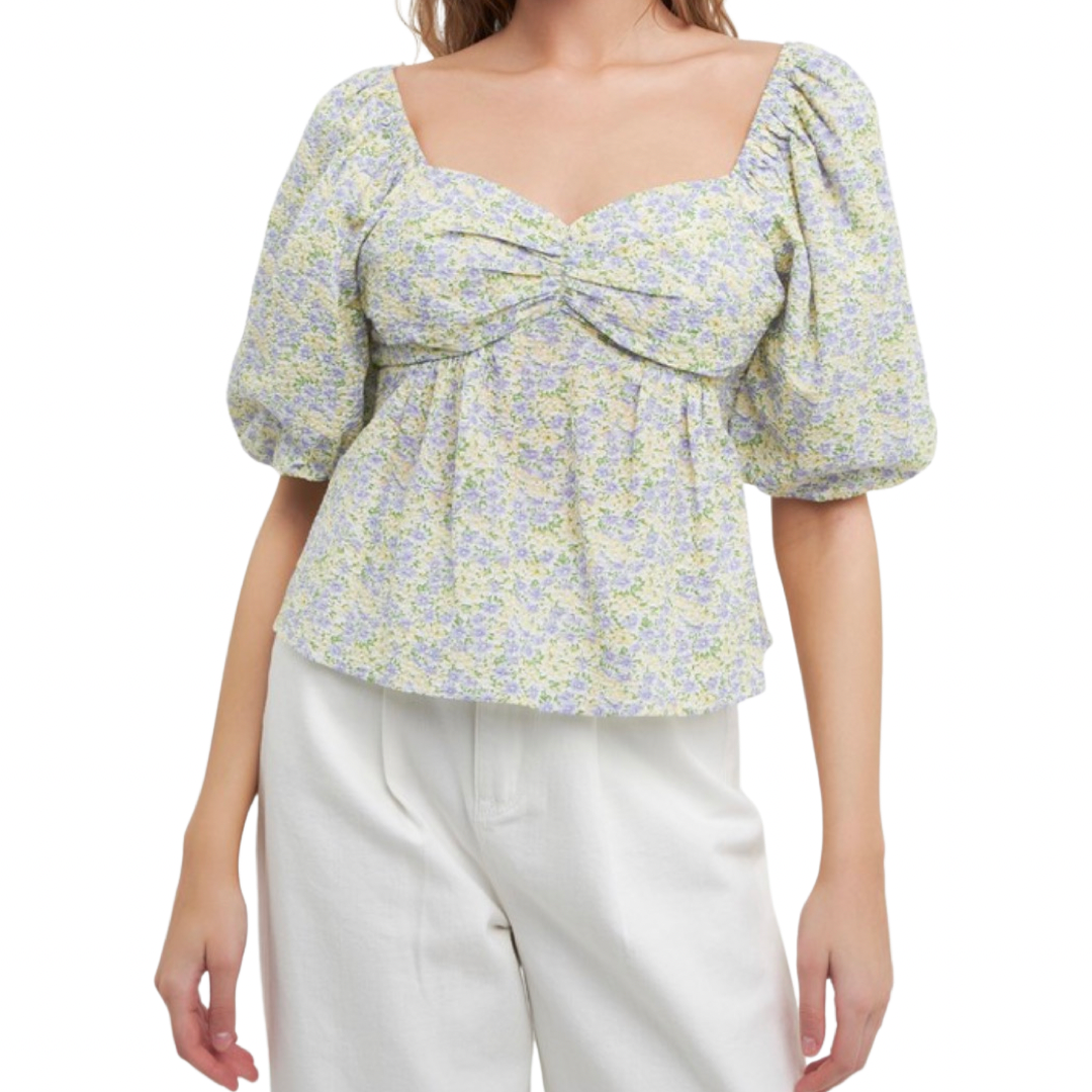 Apparel- Free The Roses Floral Back Tied Top