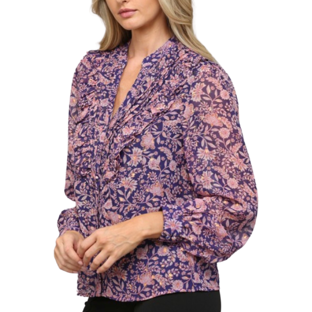 Apparel- Fate Pin Tuck and Ruffle Detail  Blouse