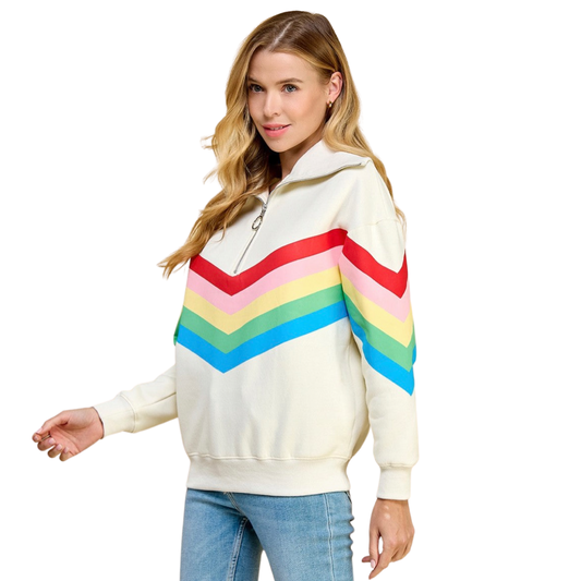 Apparel- TCEC Quarter Zip Rainbow Sweatshirt