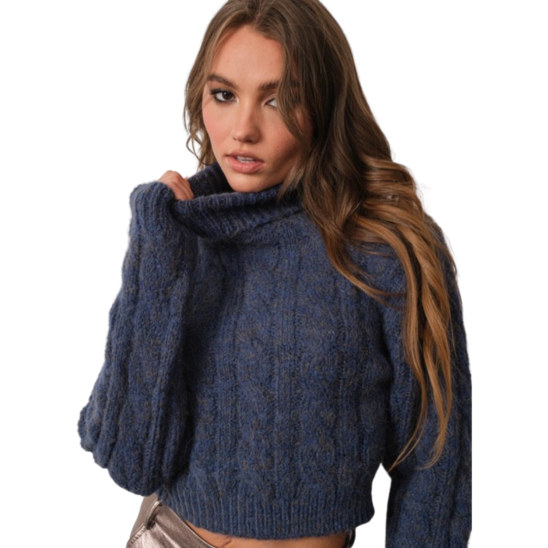 Apparel- Pretty Garbage Cable Knit Turtleneck Sweater