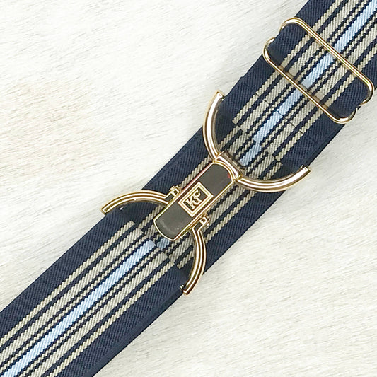 Belts- KF Clothing Navy Tan Stripe Elastic