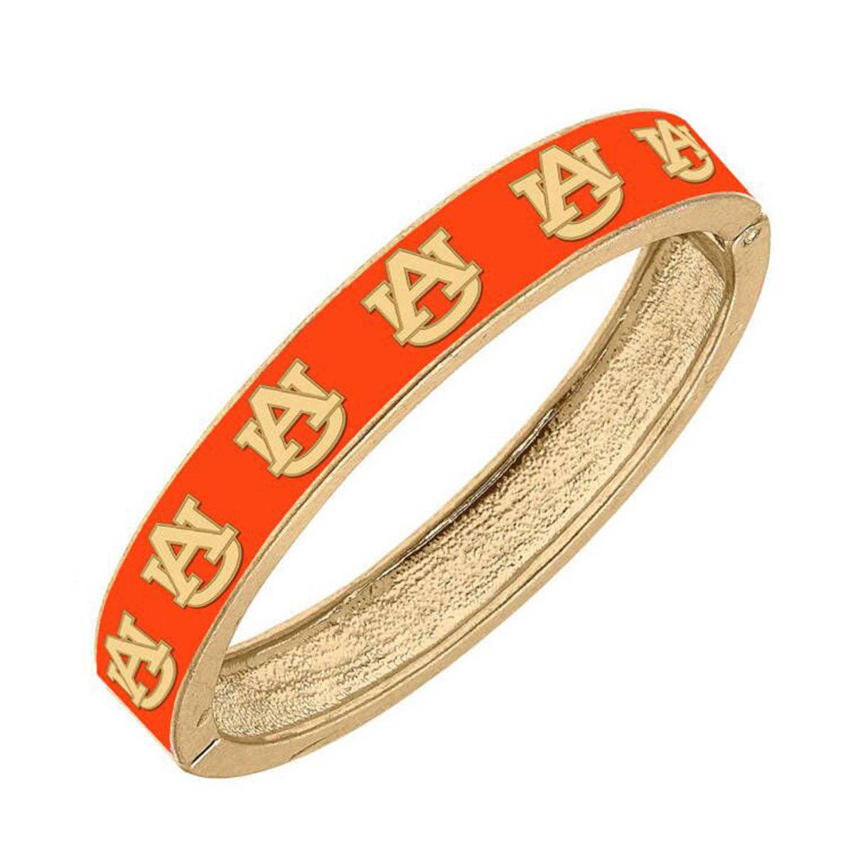 Bracelets- Canvas Auburn Univeristy Enamel Hinge Bangle in Burnt Orange