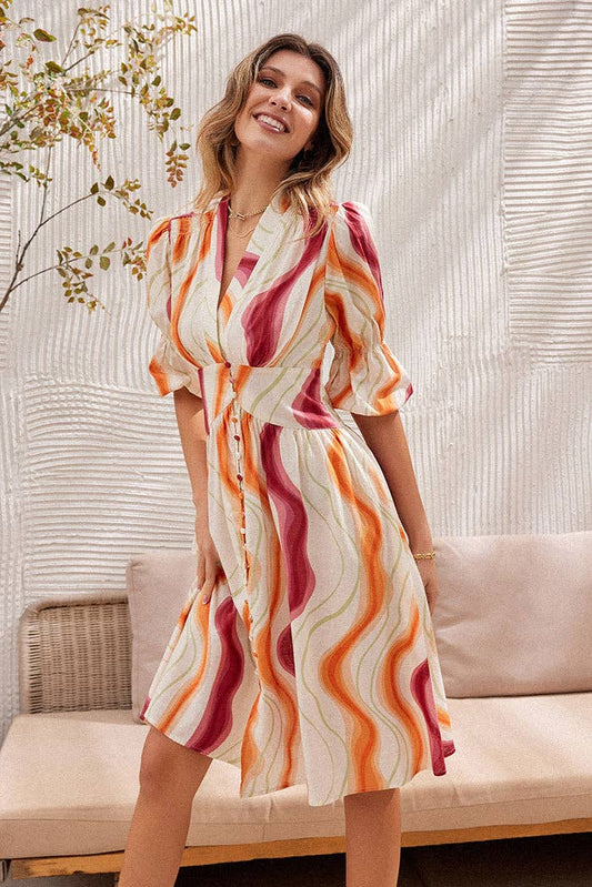 Apparel- Frieeah Emily | Cotton Ripple Print Dress