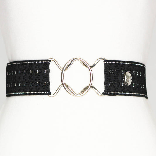 Belts- KF Clothing Black and Silver Diamond Elastic