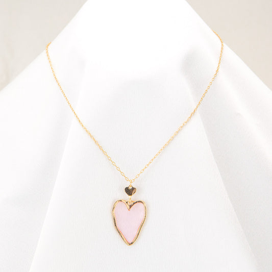 Necklaces- Royal Standard Devotion Heart Necklaces Gold/Pink