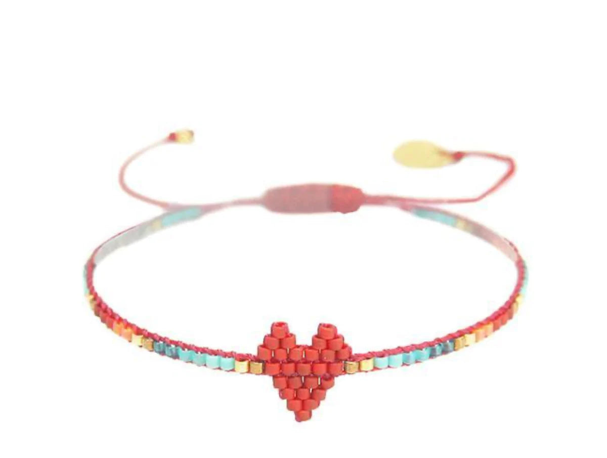 Bracelets- M&E Bling Single Heart Beaded Bracelet
