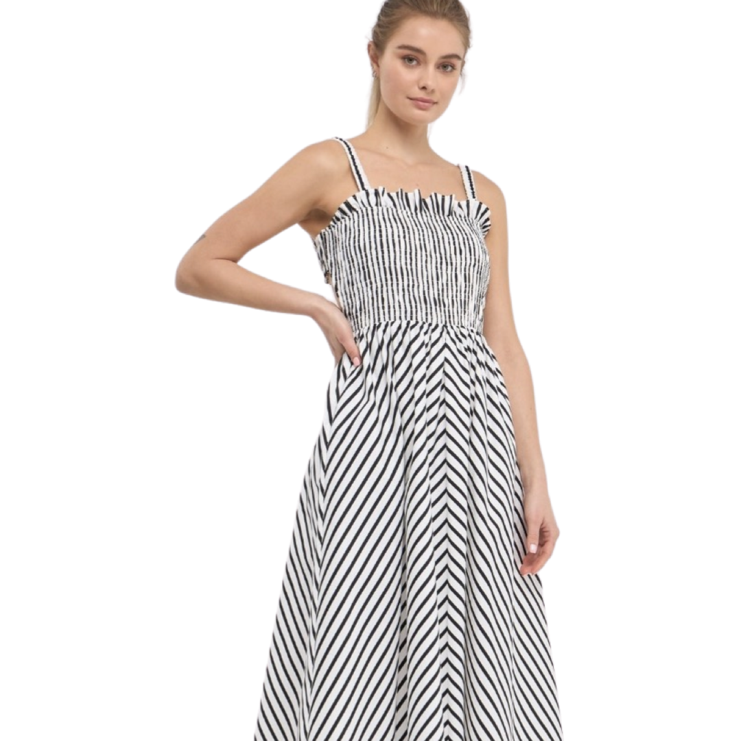 Apparel- English Factory Striped Smocked Dress