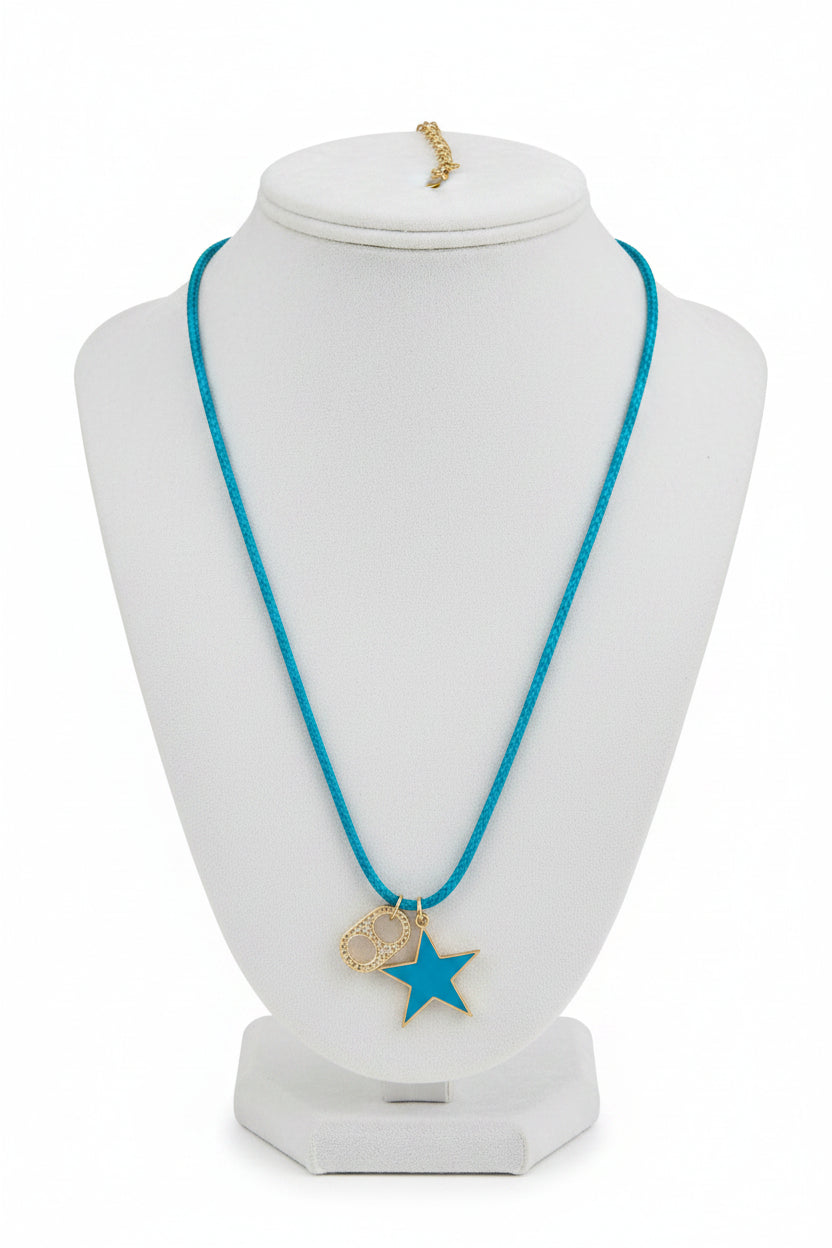 Melania Clara Color Block Necklace- Aqua Star
