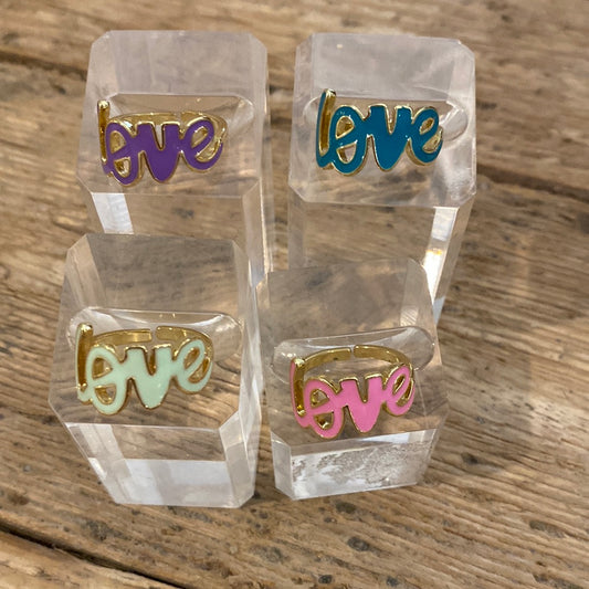 The Rings- M&E Bling Cursive LOVE Colored Enamel Rings