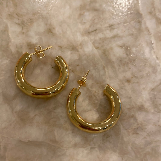 Earrings- M&E Bling Gold Hoops