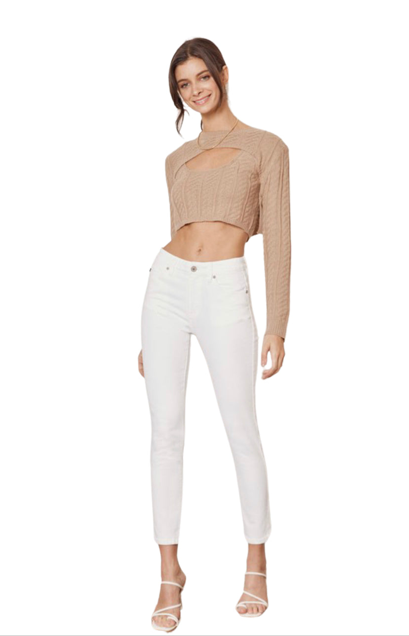 Apparel- Kan Can White High Rise Skinny Jeans