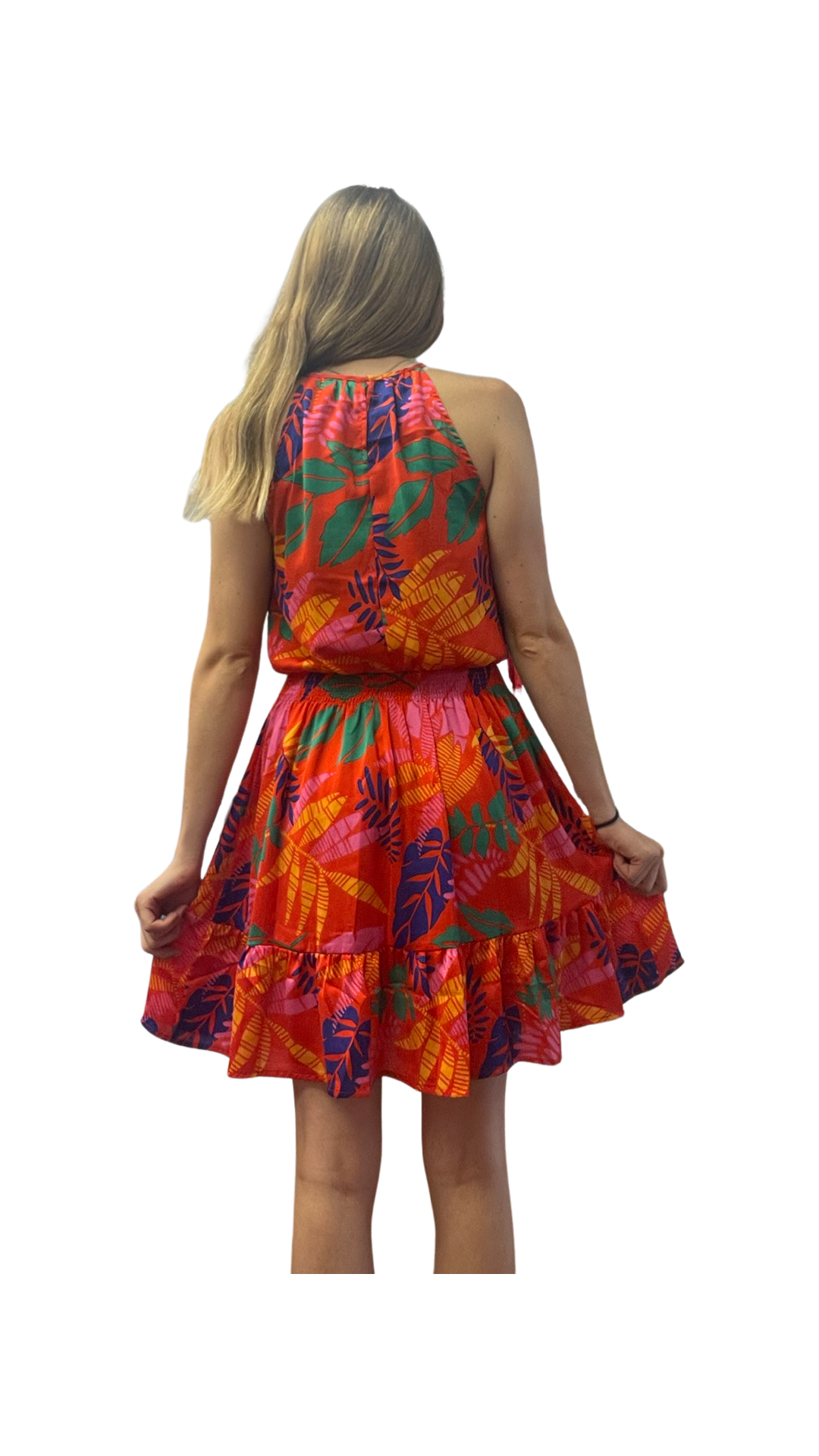Apparel- Skies Are Blue Palm Leaf Mini Dress