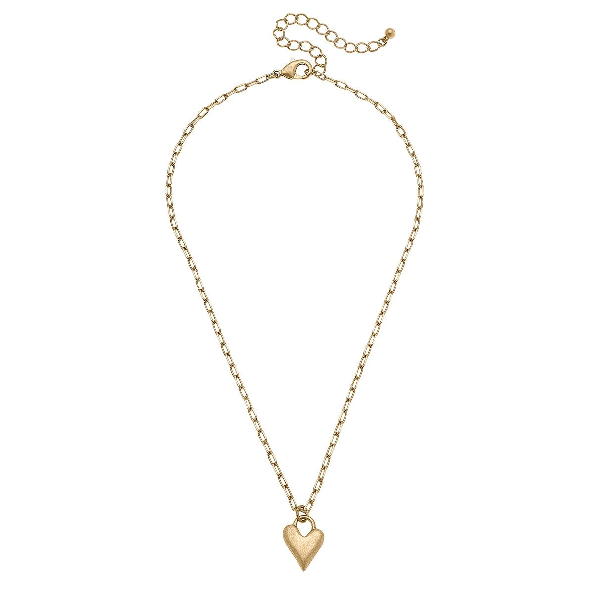 Necklaces- Canvas Macy Heart Charm Necklace in Worn Gold
