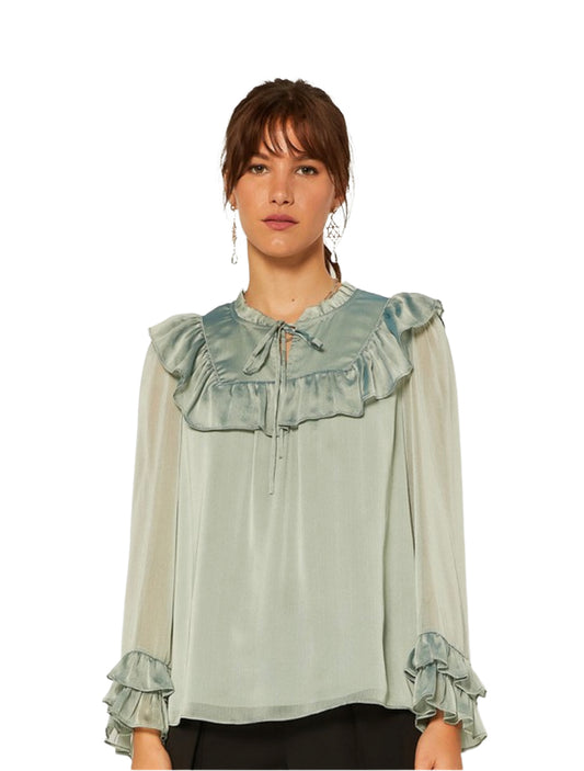 Apparel- Current Air Ruffled Blouse in Celery