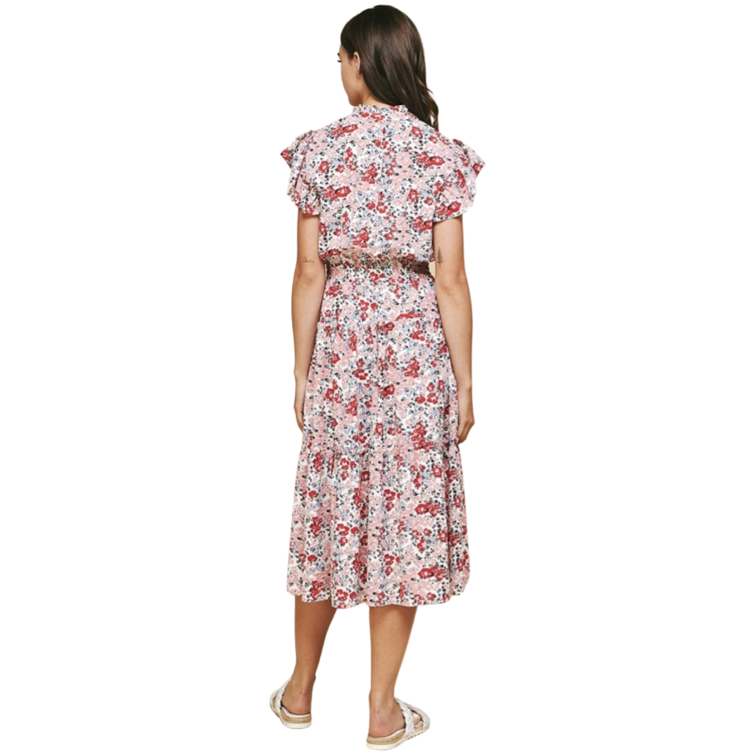 Apparel- Pinch Pleated Tiered Midi Dress