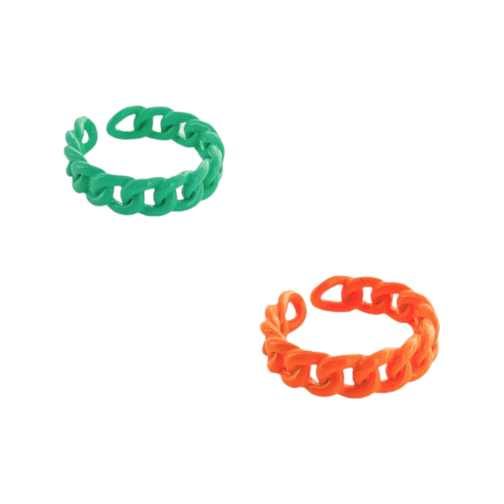Rings- M&E Bling Enamel Curb Chain Ring