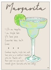 Bar Towels- Margarita Recipe Cream/Multi 20x28
