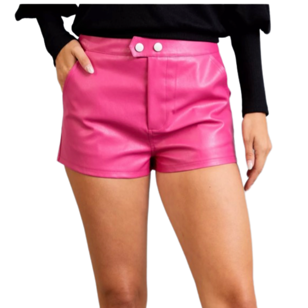 Apparel- Glam Vegan Leather High Rise Shorts