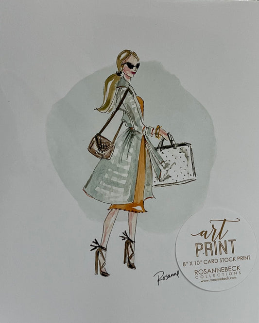 Home- Rosanne Beck Collections Art Print 8x10- Hand Painted Fashionista On the Go