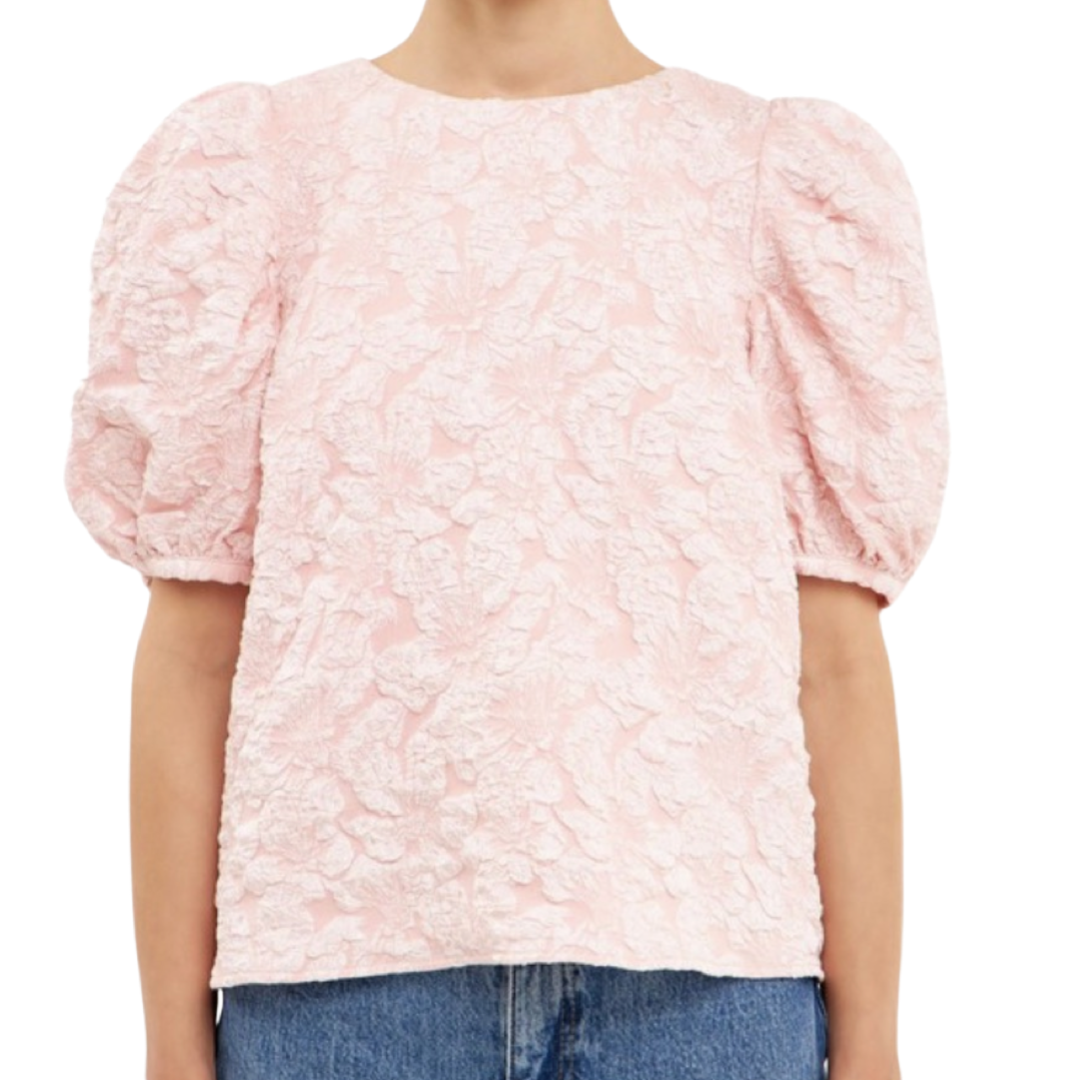 Apparel- Endless Rose Textured Puffed Short Sleeve Top