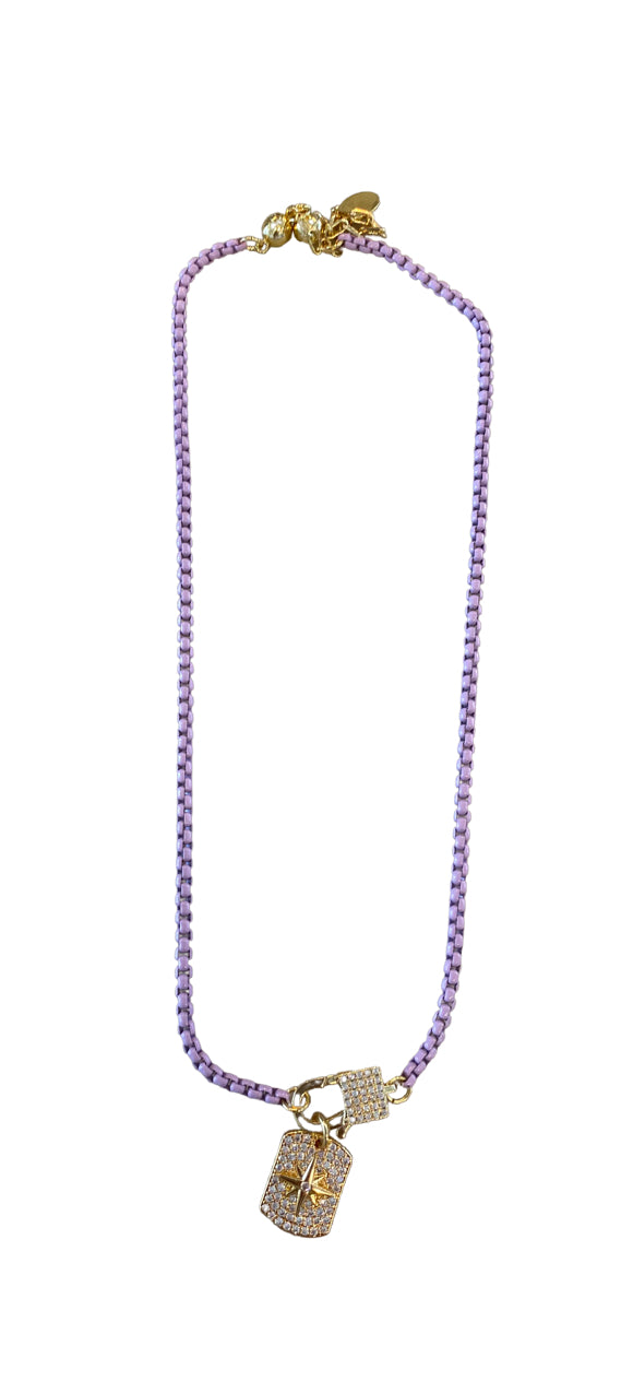 Necklaces- Melania Clara Mariluz Gold Necklace Lilac