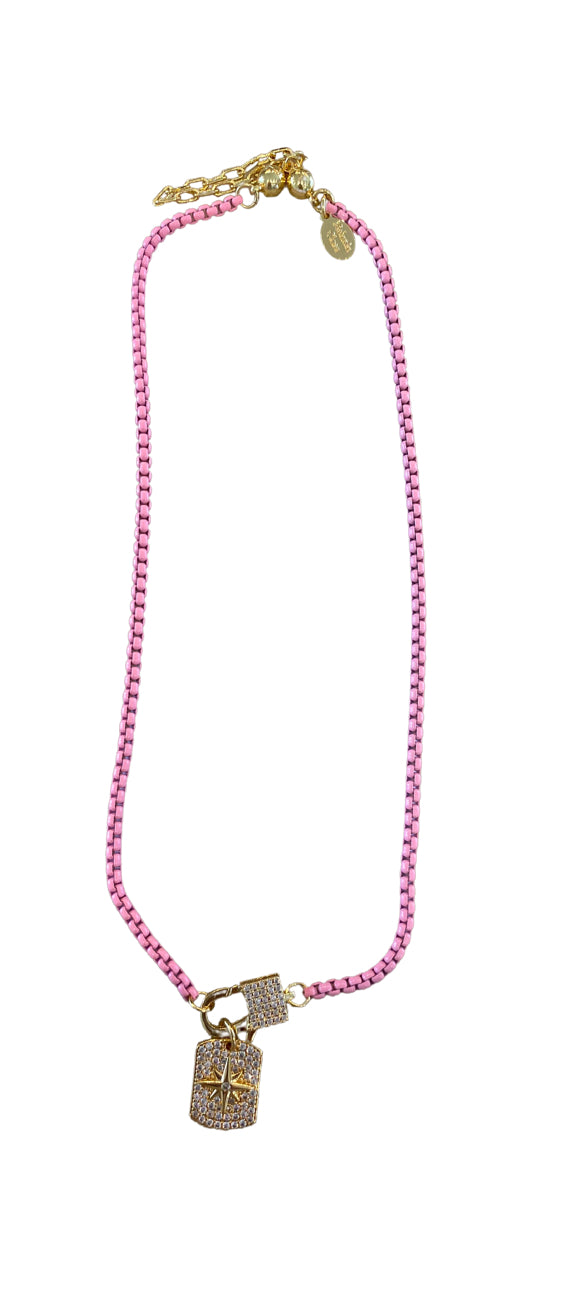 Melania Clara Mariluz Gold Necklace Pale Pink