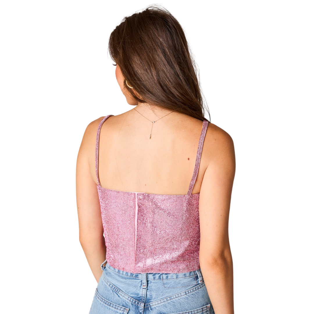Apparel- Buddy Love Girly Girls Rhinestone Crop Top