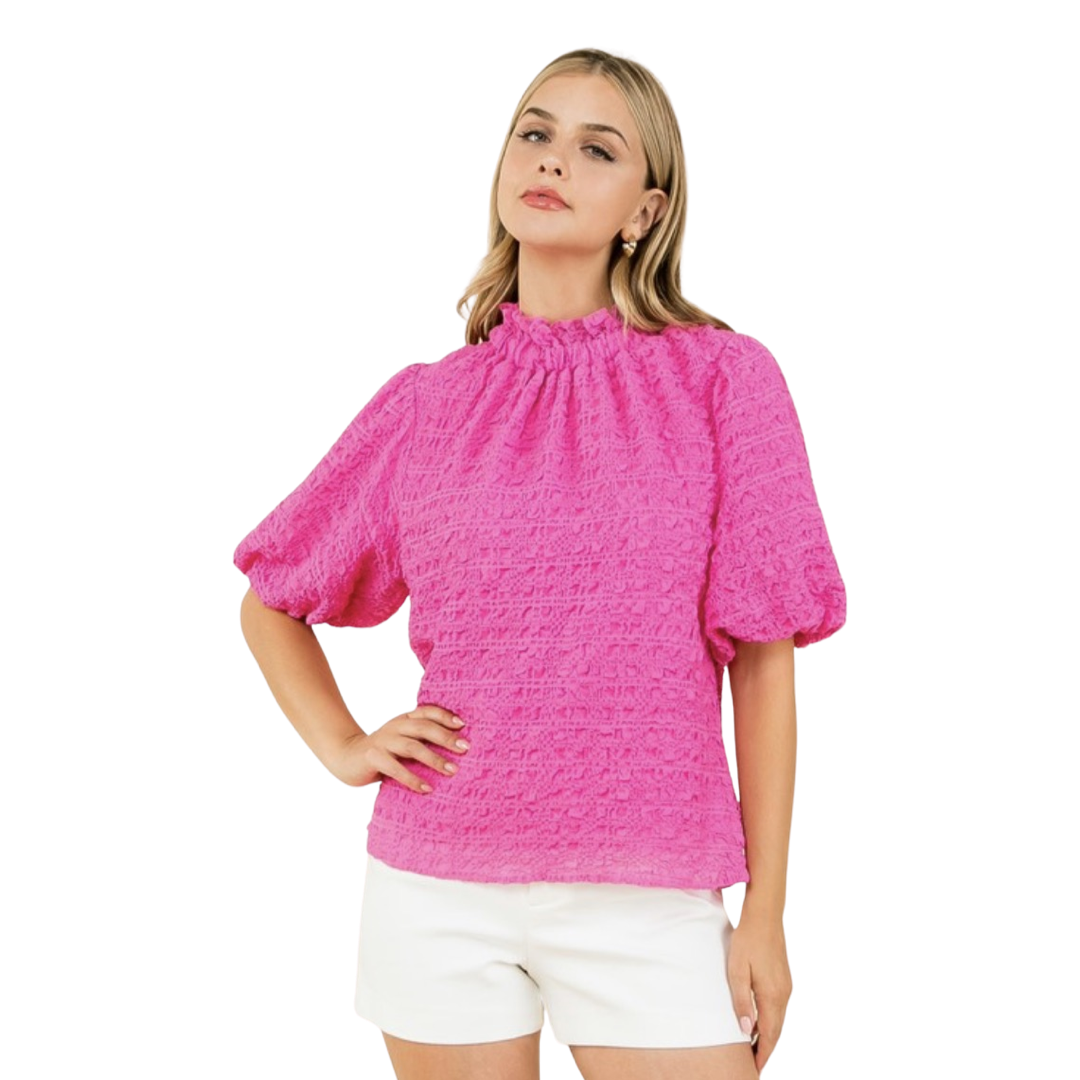 Apparel- THML Smocked Puff Sleeve Top