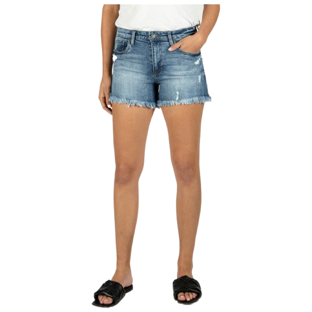 Apparel- Kut From The Kloth Jane High Rise Denim Shorts Instructional Wash