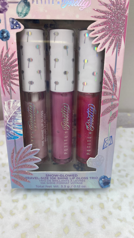 Face- Petite N Pretty Snow Glowed Travel Size 10K Lip Shine Trio