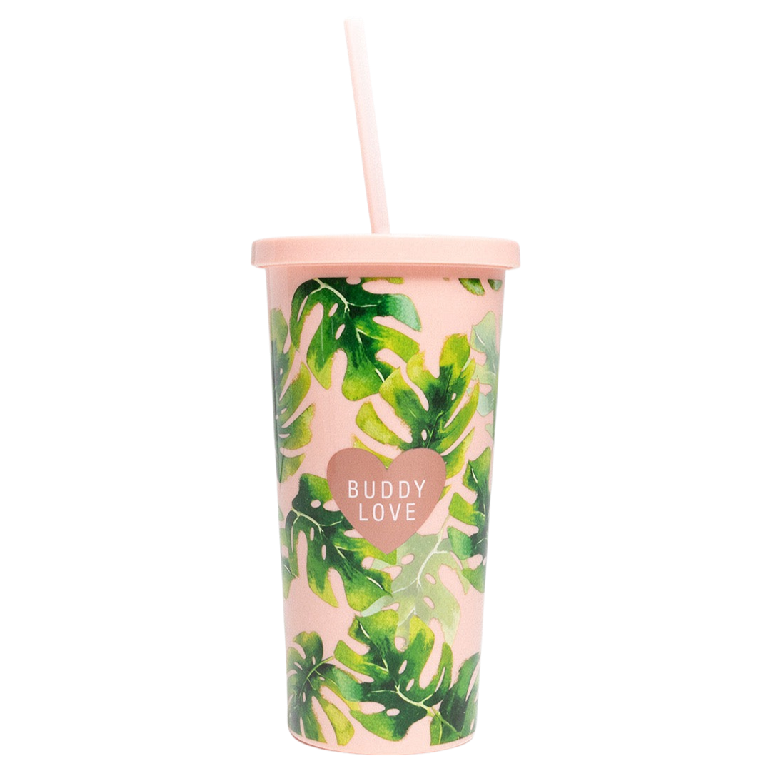 Gifts- Buddy Love Palm Tumbler With Straw
