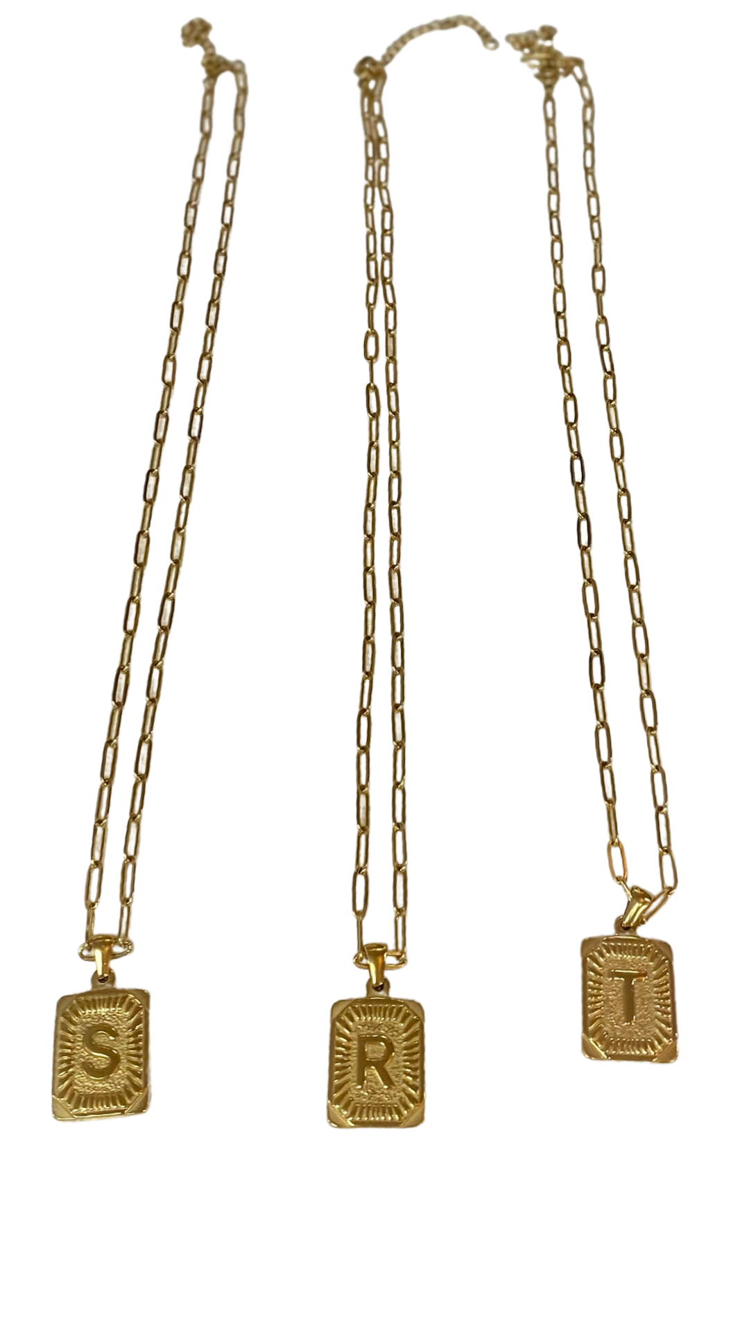 Necklaces- M&E Bling 18K Filled Initial Paper Clip Chain Necklace
