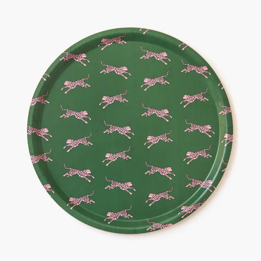 Serving Tray- Pink Leopard Circle 38 cm