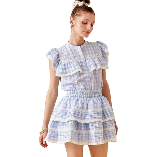 Apparel- Day+Moon Tiered Gingham Skort