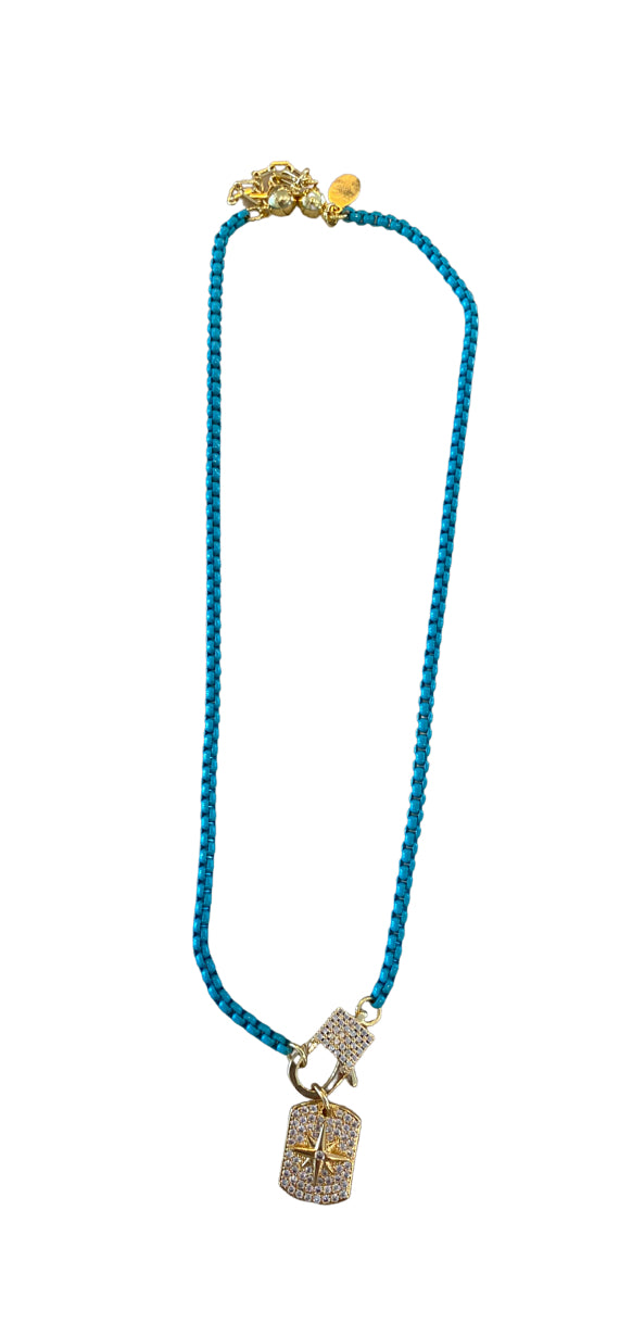 Melania Clara Mariluz Gold Necklace Aqua