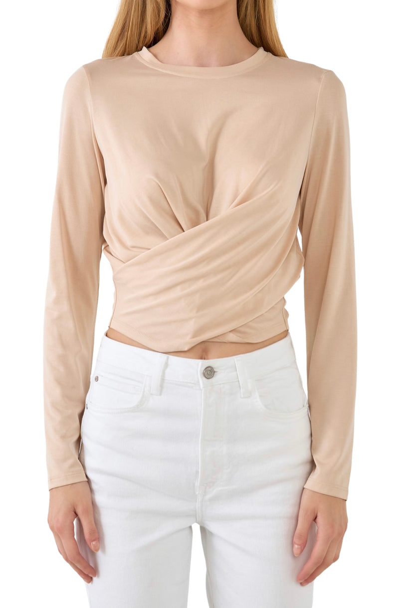 Apparel- Grey Lab Wrap Top in Taupe