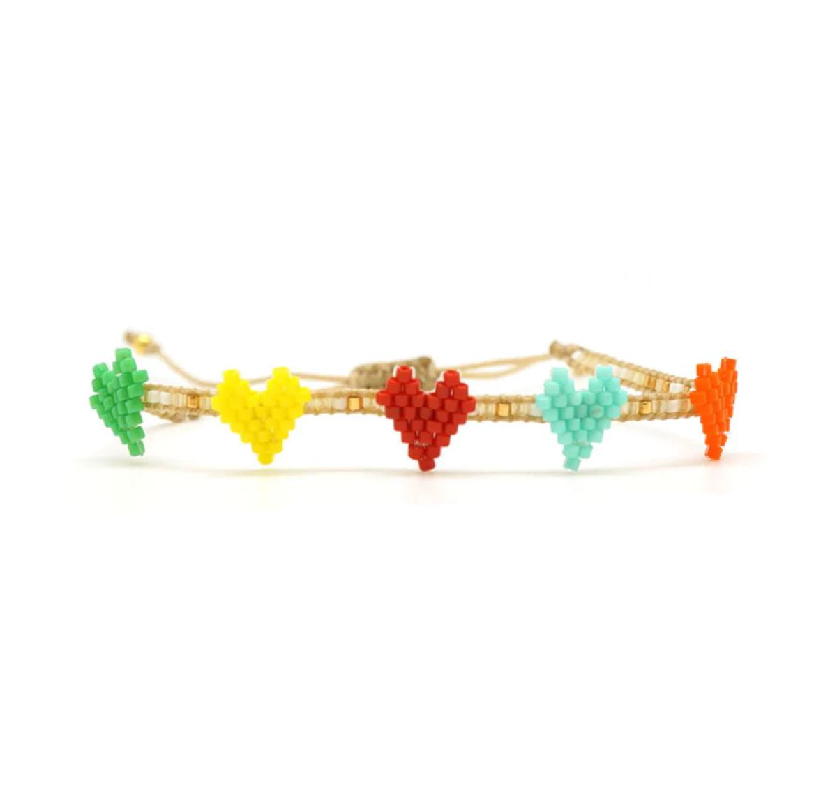 Bracelets- M&E Bling Five Heart Beaded Bracelet